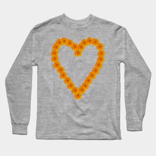 Orange Marigold Heart for Mothers Day Long Sleeve T-Shirt